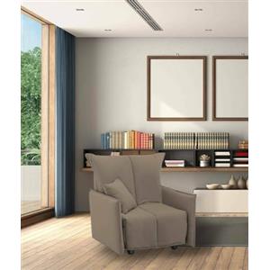 Talamo Italia Letto Almerinda, Divano Singolo, 100% Made in Italy, Poltrona Soggiorno con Apertura a Carrello, in Tessuto imbottito, con Braccioli Standard, Cm 110x90h85, Tortora