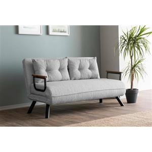 Dmora - Divano Letto 2 posti Merak, Sofà trasformabile, Divanetto per Ospiti, Poltrona Letto, 133x78 h78 cm, Grigio Chiaro
