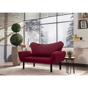 Dmora - Divano Letto 2 posti Aquilonis, Sofà trasformabile, Divanetto per Ospiti, Poltrona Letto, 140x65 h70 cm, Rosso