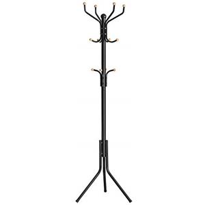 SONGMICS Appendiabiti da Terra, Attaccapanni Autoportante in Metallo, Altezza 182 cm, 12 Ganci, per Vestiti, Cappelli, Borse, Nero RCR19B
