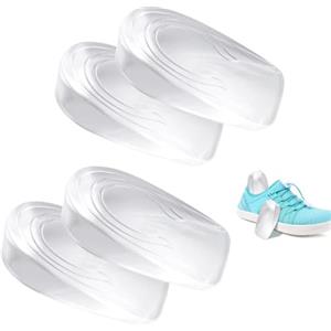 Rairsky 2 Paia Plantare Per Tallonite, 2 cm Solette Tallone, Trasparente Solette Gel Spina Calcaneare, Plantari Ortopedici Talloniera in Silicone, Solette Rialzate Uomo Solette Alzatacco Donna in Gel Adesive