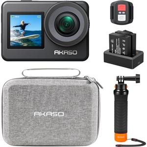 AKASO Brave 7 Bundle - Includes Brave 7 action cam, The Floating Hand Grip, Carrying Case and other