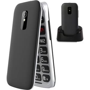 FEGA Telefono Cellulare per anziani 4G, Telefoni Cellulari Tasti Grandi per Persone Anziane, Pantalla 2,4 display, 1300mAh con Base di Ricarica, Funzione SOS, Volume alto, FLIP 4G Blu