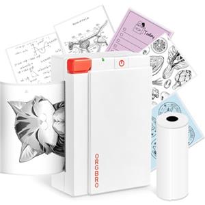 ORGBRO X3 Stampante Termica Bluetooth, Mini Stampante Portatile Senza Fili per Casa/Ufficio/Viaggi, Appunti, Foto, Etichette, Planner, 300DPI Stampante Adesivi per Smartphone - iOS/Android (Bianco)