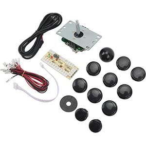 CHICIRIS Joystick Fai-da-Te Plug And Play Kit di Joystick in Metallo ABS Cavo USB Resistente alle Alte Temperature per Giochi per PC (Nero)
