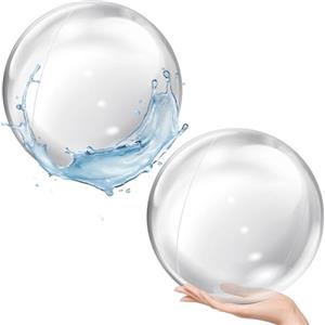 YUSHWENPTY Palla Gonfiabile Spiaggia 2 Pezzi Palla Piscina Gonfiabile Gigante, PVC Pallone Gonfiabile Grande Trasparente Inflatable Beach Ball per Swimming Pool, Festa d'Estate (16 Pollice)