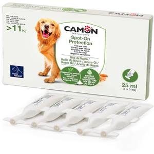 CAMON - Spot-On Protection Cane (>11kg), 5 Fiale da 5ml con Olio di Neem | Protezione Naturale per Cani