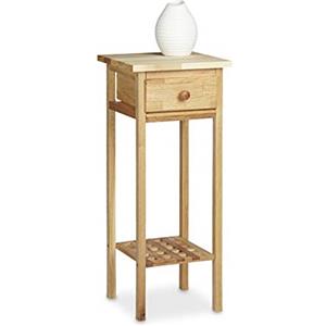 Relaxdays Tavolino da Salotto, Porta Fiori, con Cassetto, Tavolo Modem, Ingresso, HLP: 60 x 25 x 25 cm, Colore Naturale, Noce