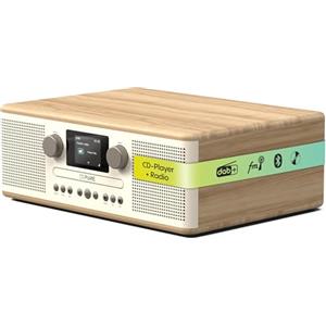 Pure Classic C-D6 Sistema Musicale (Lettore CD, DAB+/FM, Bluetooth, AUX, USB, Sveglia/Timer per il Sonno) Cotone Bianco/Quercia