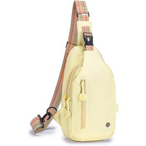 BAGZY Zaino Monospalla Donna, Marsupio Donna Tracolla per 7 Pollici Cellulare in Nylon Impermeabile per Sport All'aria Aperta E Viaggi Quotidiani 11,8 X 7 X 3,1 Pollici Beige