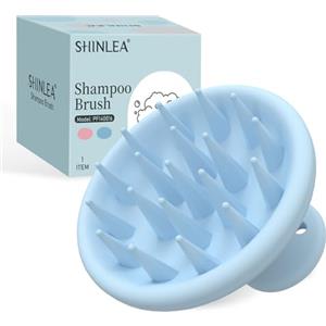 SHINLEA Massaggiatore Cuoio Capelluto in Silicone,Spazzola Shampoo aiuta la crescita dei capelli e rimuove la forfora,uso bagnato e asciutto,blu