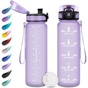 KollyKolla Borraccia Sportiva 1L, Bottiglia Acqua con Indicatore del Tempo, Borraccia Motivazionale con Filtro, a Prova di Perdite, Facile Pulizia, Borraccia Palestra per Ufficio, Yoga, Ciclismo, Scuola