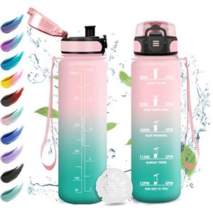 KollyKolla Borraccia Bambini 500ml, a Prova di Perdite, Facile Pulizia, Borraccia con Filtro, 1 Clic Aperto, Bottiglia Acqua Motivazionale con Indicatore del Tempo, Borraccia per Campeggio, Viaggio, Scuola