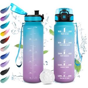 KollyKolla Borraccia 500ml, Borraccia Bambini a Prova di Perdite, Facile da Aprire, Borraccia con Filtro, Bottiglia Acqua Motivazionale con Indicatore del Tempo, Borraccia per Campeggio, Viaggio, Scuola