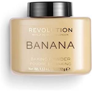 Makeup Revolution Cipria Fissante Loose Baking Powder Banana 32g - Prolunga l'usura del trucco e bilancia il tono della pelle