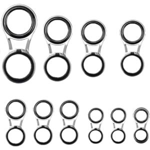 Hattba 10Pcs Acciaio Inox Telaio Anelli Ceramica Canna Da Pesca Punta Kit di Ricambio Canna Da Pesca Occhi Rod Anelli Guide Set di Riparazione