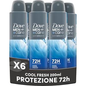 Dove Deodorante Dove Men + Care Cool Fresh Spray Advanced Care, Deodorante Uomo, con 1/4 Crema Idratante, Formula Idratante e Delicata sulla Pelle, Protezione Fino a 72 Ore, 6 Pezzi da 200 ml