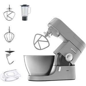 Kenwood KVC3110S Impastatrice Planetaria Chef con Ciotola da 4,6 Litri, 3 ganci di miscelazione + Frullatore da 1,5L, Regolazione elettronica della velocità e Pulse, Potenza 1000watt, Acciaio, Argento