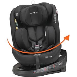 Cozy N Safe Apollo 360° Girevole i-Size Seggiolino auto (40-150cm) | Nascita-12 anni | ISOFIX e Top-Tether | Reclinabile in 5 posizioni | Memory Foam lavabile | Certificato ECE R129 | Nero