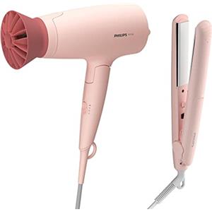 Versuni Philips 3000 Series Set Per Styling Dei Capelli Bhp398/00 Piastre Infuse Di Cheratina, Accessorio Thermoprotect, 1600 W, ‎Peach, 5.72 x 4.37 x 9.14 cm; 1 Kg