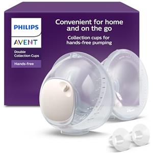 Philips Avent Hands-free Double Collection Cups, coppette di raccolta ultraleggere e trasparenti per tiralatte elettrico, 4 coppe per il seno 2 da 21 mm, 2 da 24 mm, 2 inserti da 19 mm, SCF439/01