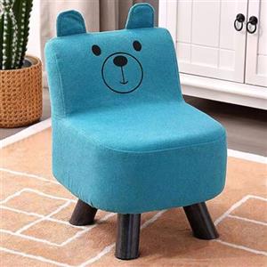 Shally Dogan Sedia per Bambini Design Orsetto con Imbottitura Morbida ad Alta Densità, Poltrona Poggiapiedi con Struttura in Legno e Piedini Antiscivolo, Sgabello Ideale per Cameretta (Blu)