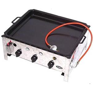 D&L Padella professionale a gas 55510 + set di barbecue 511 + padella 504 Set 4 bruciatori a gas in acciaio inox 10 KW 3 fuochi griglia a gas Grill