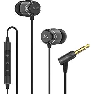 SoundMAGIC E11C Auricolari In Ear con Cavo Antigroviglio e Microfono Cuffie con Filo Stereo HiFi con Isolamento Acustico Bassi Potenti Nero
