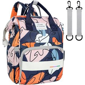 LEcylankEr Zaino Mamma Multifunzione Neonato Grande Capacità Borsa per Pannolini in Tessuto Oxford con Tasche Isolanti Zaino Fasciatoio per Cambio (Nero - Colorato)