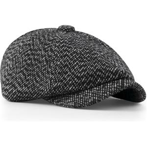 Dalababa Coppola Uomo, Basco Piatto Regolabile, Cappello Peaky Berretto Irlandese Scozzesi Newsboy cap Auttuno Invernale - Nero