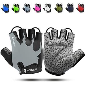 KONVINIT Guanti Ciclismo Estivi da Uomo e Donn Senza Dita Blu Guanti da Bici Traspirante Antiurto Ottimo per Bicicletta Moto Arrampicata & Altro Sport Grigio M