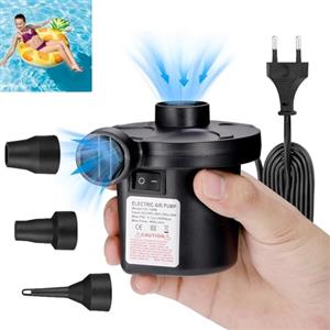 JIZZU Pompa Elettrica Per Materasso Gonfiabile, 220V-240V Pompa Per Materasso Gonfiabile Elettrica Sup Con 3 Ugelli Per Il Campeggio All'Aperto,Materasso Ad Aria