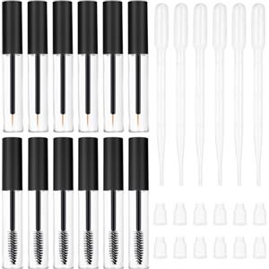 CHENYU Confezione da 12 Tubetto di Mascara Trasparente con Scovolino Per Ciglia e Scovolino per Eyeliner 10ml Tubo di Mascara set Vuoto +6 Pezzi di Contagocce Tubo Mascara Vuoto Ricaricabile