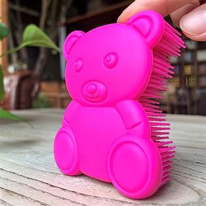 penepico Spazzola sensoriale per bambini o autismo, scrubber per il corpo in morbido silicone, spazzole per terapia, spazzola per doccia per animali domestici (orso- tenso rosa)