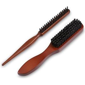 Hejo 2 Pezzi Spazzola con Setole di Cinghiale, Spazzola per Barba e Capelli, Multifunzione per Uomo e Donna, Capelli Lunghi e Corti, Lisci e Ricci, Marrone Chiaro