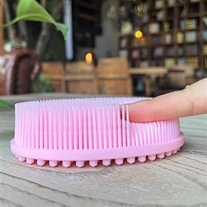 penepico Spazzola sensoriale per bambini o autismo, scrubber per il corpo in morbido silicone, spazzole per terapia, spazzola per doccia per animali domestici (grande ovale-rosa)
