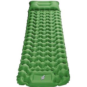 LAMA Materassino Campeggio Gonfiabile con Cuscino, 200 * 70 * 10CM Materasso Campeggio Impermeabile Ultraleggero, Adatto per Campeggio,Trekking, Alpinismo, Viaggio, Backpacker, Verde Militare