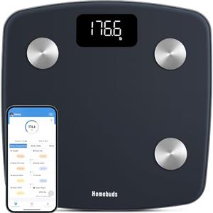 Homebuds Bilancia Pesapersone, Alta Precisione Assicurato Dalla Fabbrica Professionale di Bilancia Pesapersone Digitale dal 2001, App Sync 13 Composizione Corporea, 180kg, LED, Blu Zaffiro