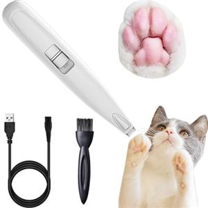 SUQ Rasoio Elettrico Animali, Tosatrice per Animali Domestici con Luce a LED, Ricaricabile Tramite Usb Per Capelli Intorno Al Viso, Zampe, Occhi, Orecchie, Groppa （WHITE）