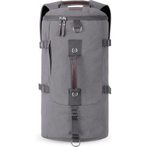 HAWEE 45L Zaino da Viaggio in Tela Borsa da Palestra Donna Grande Borsone da Viaggio con Funzione Zaino Uomo Retrò Zaino Sportivo per Viaggi Fitness Ciclismo Trekking, Grigio