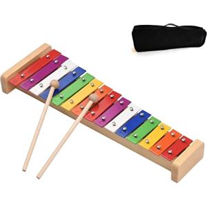 NEWFUN Xilofono per Bambini - Glockenspiel 15 Toni - Strumento di Apprendimento Precoce - Colori dell'Arcobaleno - Illuminante per Neonati