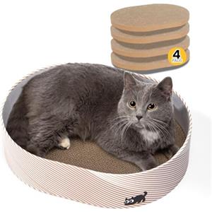 Conlun Tiragraffi per Gatti in Cartone Ondulato, 4 Graffiatoi Reversibili Resistente, Letto Gatto Cartone Che Protegge i Mobili, Facile da Pulire, Regalo Perfetto per Gattini, Grande