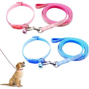 QEEROYO Collare Cane, Guinzaglio per Cani, 2 Pezzi Collare E Guinzaglio Cane, Guinzaglio, Guinzaglio Cani, Collari per Cani, Collare Cane Taglia Piccola, Per Cani Piccoli