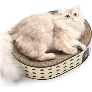 Conlun Tiragraffi per Gatti Letto Ovale 2 in 1 - Graffi e Riposo, Tiragraffi Cartone Ondulato Naturale, Base Antispargimento Graffiatoio per Gatti, Senza Montaggio, Design Elegante e Colori Versatili