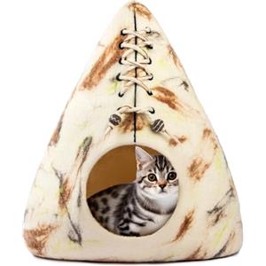 Woolygon Cuccia per gatti in lana merino, feltro, design tipi, lussuosa, ecologica, pieghevole, nascondiglio per gatti di casa, casa coperta per gatti per il massimo comfort e comfort