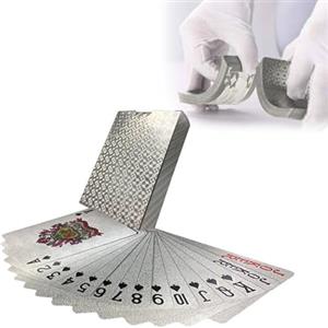 Bavooty Carte Poker,Carte da Gioco Impermeabile,Set Carte da Gioco,Professionali Carta Game,Mazzo Carte da Gioco,Impermeabile Carte,pour Les Jeux de Fête à la Maison Jeu de Cartes Magiques (Argent)