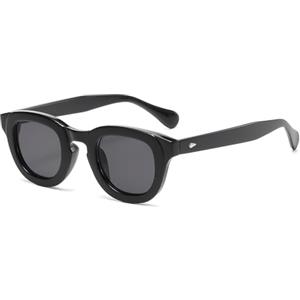YAMEIZE Occhiali da Sole Rotondi Vintage Retrò Ovali Occhiali Piccol Classici Telaio Spesso Colorati Lenti Occhiali da Sole Protezione UV400 Unisex