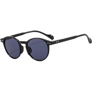 YAMEIZE Occhiali da Sole Rotondi da Uomo Donna Retrò Vintage Piccolo Ovale Occhiali Trasparente Montatura UV400 Protezione
