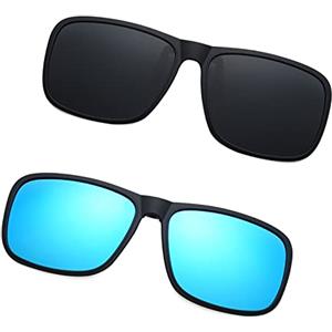 YAMEIZE Occhiali da Sole Rettangolari Polarizzati Clip - per Donna Uomo Trendy Flip-up Protezione UV 400 Clip su Occhiali Anti-Glare Pesca Guida all'Aperto