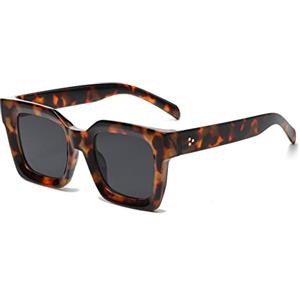 YAMEIZE Occhiali da Sole Spessi e Rettangolari Chunky per - Donne e uomo con Montatura Thick e Retrò Occhiali da Sole con paralume Nero.